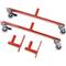 Demarcation expanding barrier with wall mounting and rollers, red/white